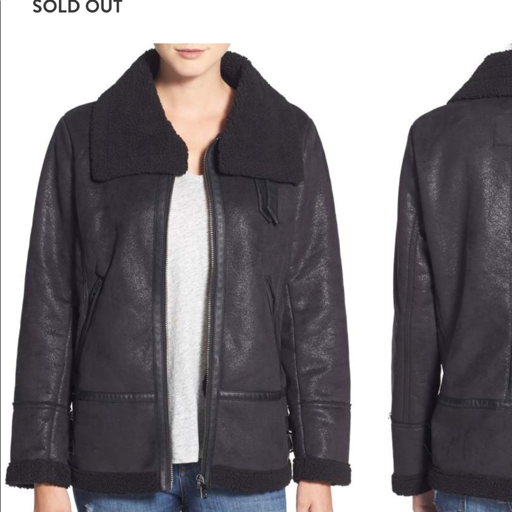 STEVE MADDEN Faux Shearling Aviator Jacket